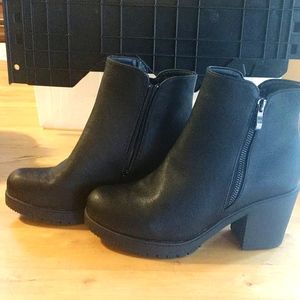 Black chunky heel ankle boots